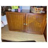 WOODEN TWO DOOR ORGANIZER CABINET, 26 IN X 11 IN X