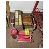 GROUP INCLUDING WOODEN BASKETS, CANDLES, SALT BLOC