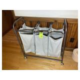ROLLING 3 COMPARTMENT LAUNDRY HAMPER, 32 IN X 16 I