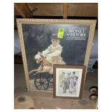 PAIR OF FRAMED PRINTS, 32 IN X 40 IN AND 15 IN X 2