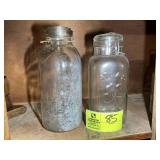 PAIR OF HALF GALLON VINTAGE CLEAR GLASS CANISTERS