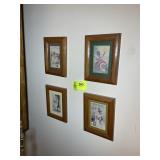GROUP OF 4 FRAMED WALL PRINTS, 7.5 IN X 9 IN