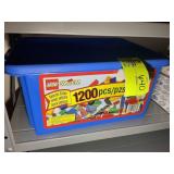 BLUE LEGO BOX WITH MISC LEGO