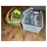 GROUP OF MISC DECORATIVE ITEMS, CANISTERS, BOTTLE,