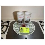 GROUP OF DODGE CITY THEMED ITEMS, GLASSES, PLATE,