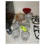 GROUP OF DECORATIVE GLASS SERVING PIECES, CANDY DI