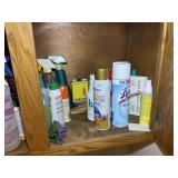 CONTENTS OF BOTTOM SHELF OVER WASHER AND DRYER, CL