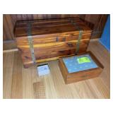 SMALL WOOD TRUNK 22 IN X 11 IN X 12 IN  AND STORAG