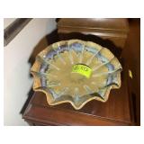 LARGE SCALLOPED EDGE POTTERY STYLE BOWL 16 IN DIAM