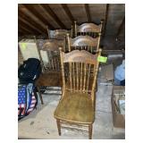 GROUP OF 5 PRESSED-BACK WOOD CHAIRS, 3 OF ONE STYL