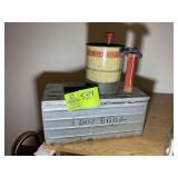 VINTAGE 3 DOZEN EGG BOX AND SIFTER