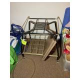 VINTAGE METAL RECORD PLAYER CART WITH RECORD STORA