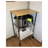 3 TIER ROLLING METRO RACK WITH WOOD-LIKE TOP, NO C
