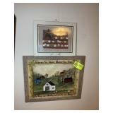 GROUP OF DECORATIVE WALL ART, BUTTON FLAG 15 IN X