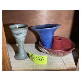GROUP OF CERAMIC STYLE VASES AND BUNDT PAN