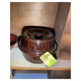 VINTAGE STONEWARE BAKING DISH/BEAN POT, MARKED USA