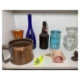 CONTENTS ON TOP SHELF OF CABINET INCLUDING DECORAT