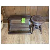 SMALL WOODEN DESKTOP ROLL TOP ORGANIZER 14 IN X 11