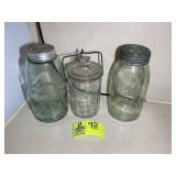 GROUP OF VINTAGE GLASS CANNING JARS, HALF GALLONS