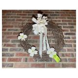 LARGE DECORATIVE WREATH OVER FIREPLACE, APPROX 27
