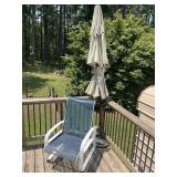 PATIO UMBRELLA WITH STAND AND RECLINING CHAIR