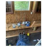 GROUP OF FISHING POLES AND CAST NET