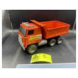 ERTL IH TRANSTAR 6 WHEEL DUMP TRUCK, ORANGE, SOME