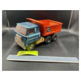 ERTL IH TRANSTAR 10 WHEEL DUMP TRUCK, BLUE AND ORA
