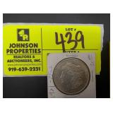 1921 MORGAN SILVER DOLLAR, NO MINT MARK, SHOWS MIN