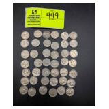 GROUP OF NICKELS, DATES RANGE FROM 1940 TO 1969, M