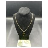 14K GOLD NECKLACE 25 IN AND CROSS PENDANT