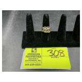 RING MARKED 14K CO, WITH STONES, SIZE 8 1/4
