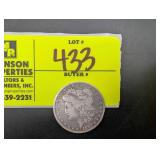 1882 MORGAN SILVER DOLLAR, NO MINT MARK
