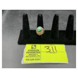 NATIVE AMERICAN STYLE RING WITH TURQIOISE AND CORA