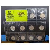 GROUP OF 1960, 1963, AND 1964 SILVER QUARTERS, 2.5