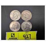 GROUP OF 4 EISENHOWER DOLLAR COINS, 1974 NO MINT X