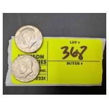 PAIR OF KENNEDY HALF DOLLARS, 1967, NO MINT MARKS