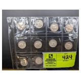 GROUP OF 1964 SILVER QUARTERS, 3 COINS MINT MARKED