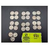 GROUP OF SILVER QUARTERS, 6.75 DOLLAR FACE VALUE