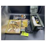 MISC GROUP INCLUDING GUN CLEANING SUPPLIES, AND SH