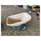 CR DANIELS LARGE 2 WHEEL DUMP CART AND WHEEL BARRO