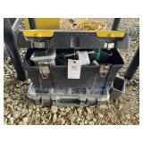 PLASTIC TOOL BOX WITH ASSORTED HAND TOOLS, SNIPS,