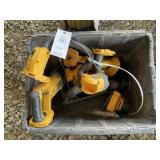 TOTE WITH DEWALT 18V POWER TOOLS, DRILL, GRINDER,