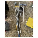 GROUP OF EXTENSION POLES, BROOM, DUST PAN