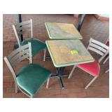 TWO 20 IN X 24 IN X 30 IN TABLES AND THREE METAL F