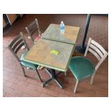 TWO 20 IN X 24 IN X 30 IN TABLES AND THREE METAL F