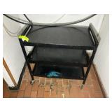 BLACK METAL ROLLING CART, APPROX 32 IN TALL