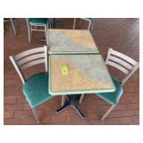 TWO 20 IN X 24 IN X 30 IN TABLES AND TWO METAL FRA
