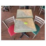 TWO 20 IN X 24 IN X 30 IN TABLES AND TWO METAL FRA