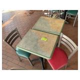 TWO 20 IN X 24 IN X 30 IN TABLES AND TWO METAL FRA